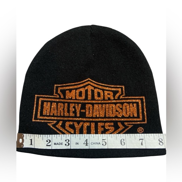 Harley Davidson Youth Black And Orange Hat Beanie - Picture 4 of 5